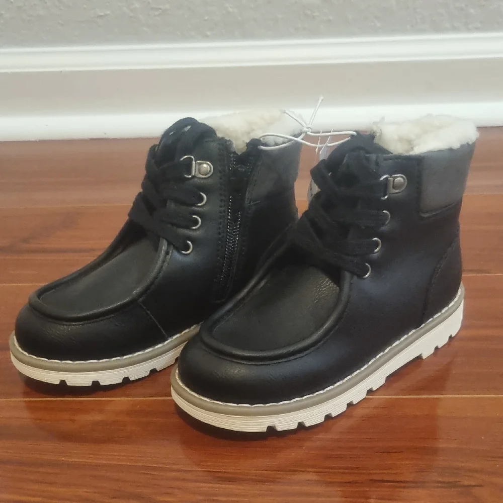 OLD NAVY Little Kids High Top Faux Leather Boots Black Size 9